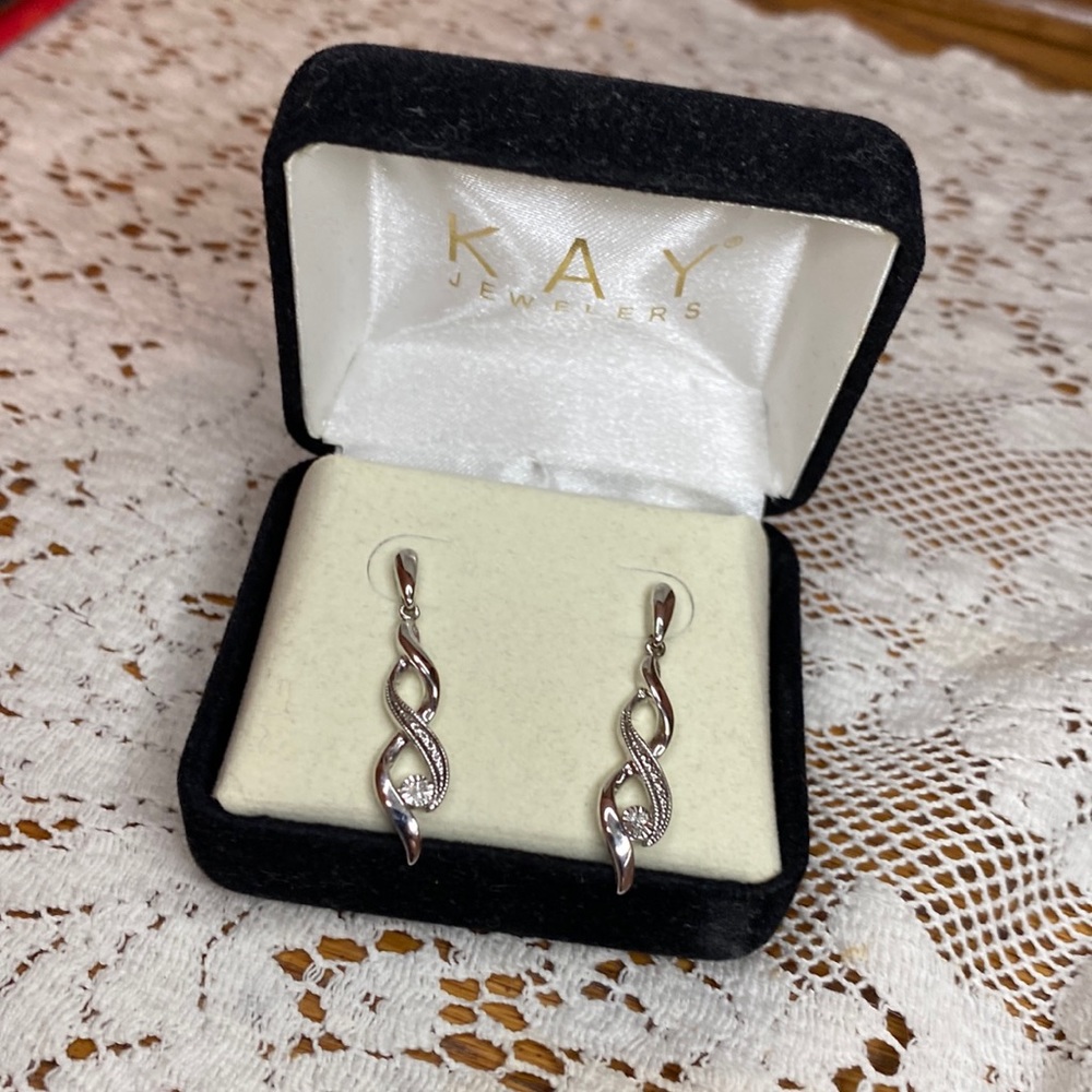 Drop earrings from Kay’s.  Worn once, cleaned and sanitized.